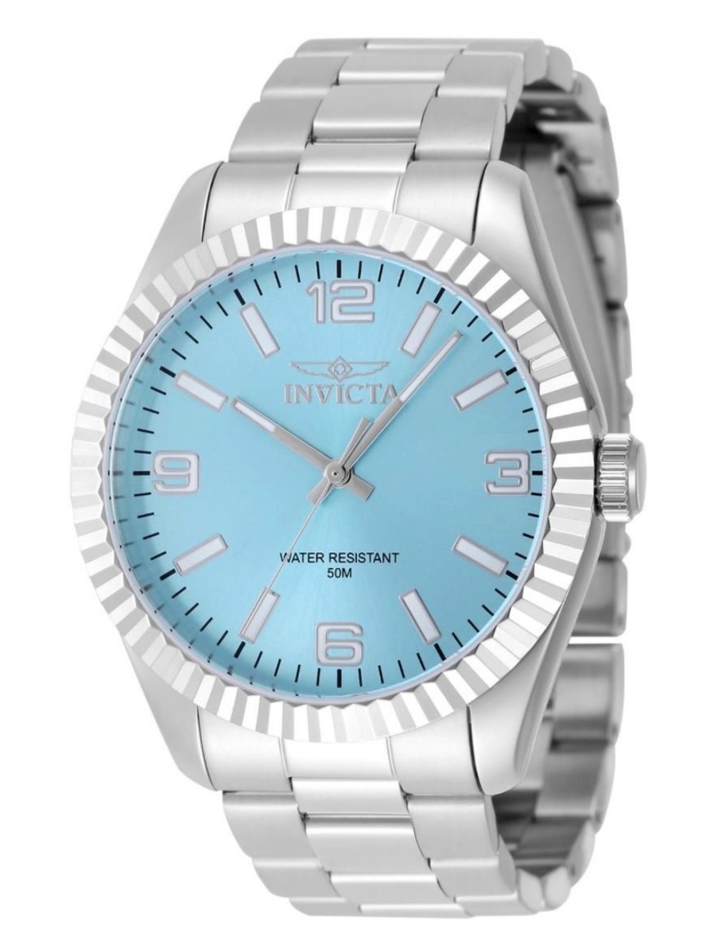 Invicta “SPECIALTY STRATFORD”43mm Silver Tone Men’s Watch with Tiffany Blue Dial
